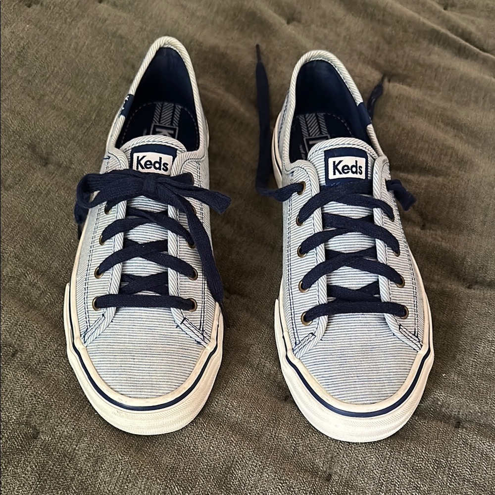 Keds Blue and White Striped Sneakers